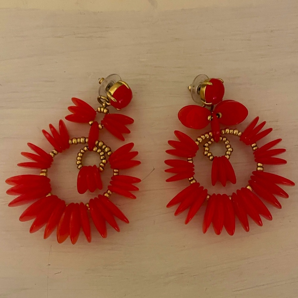 J. Crew lucite red and gold earrings